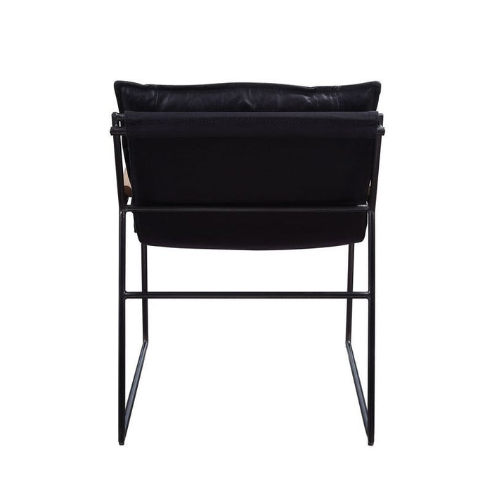 Luberzo - Accent Chair - Distress Espresso Top Grain Leather & Matt Iron ACME