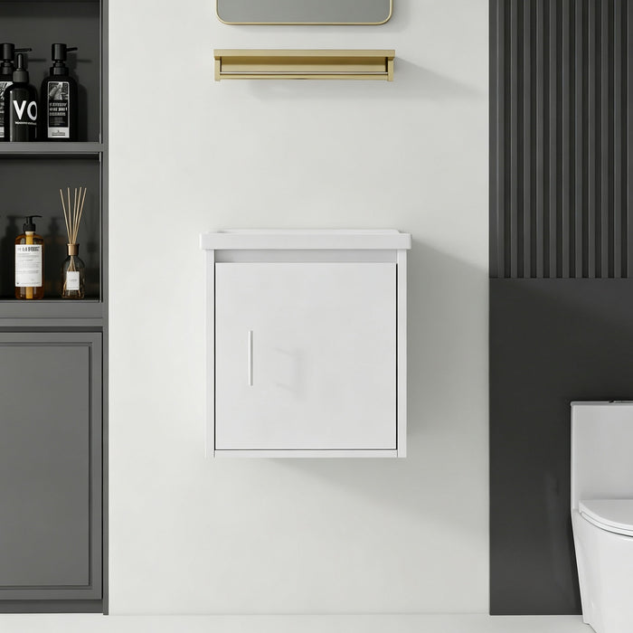 20" Floating Bathroom Vanity Combo With Wall Cabinet, Ceramic Sink & Soft Close Doors - White Home Essentials
