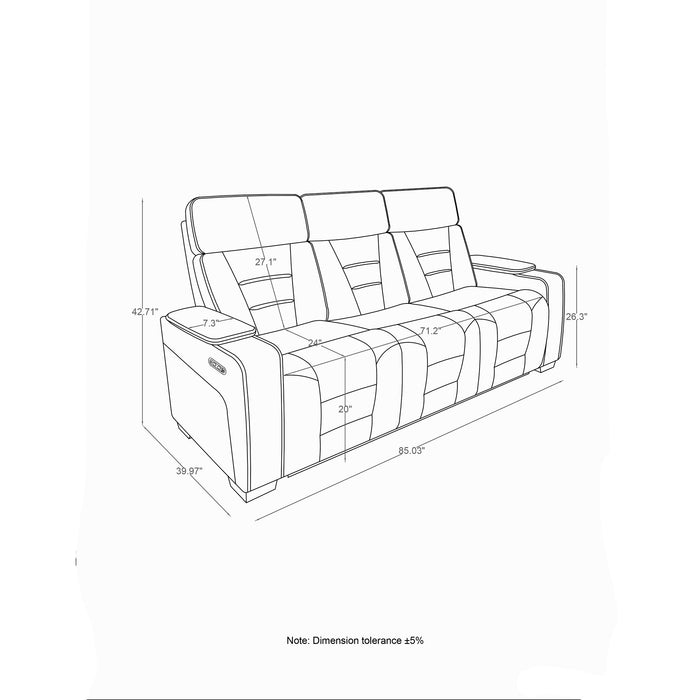 Austin - 3 Piece Reclining Sofa And Loveseat With Storage Arms - Gray Global Furniture USA