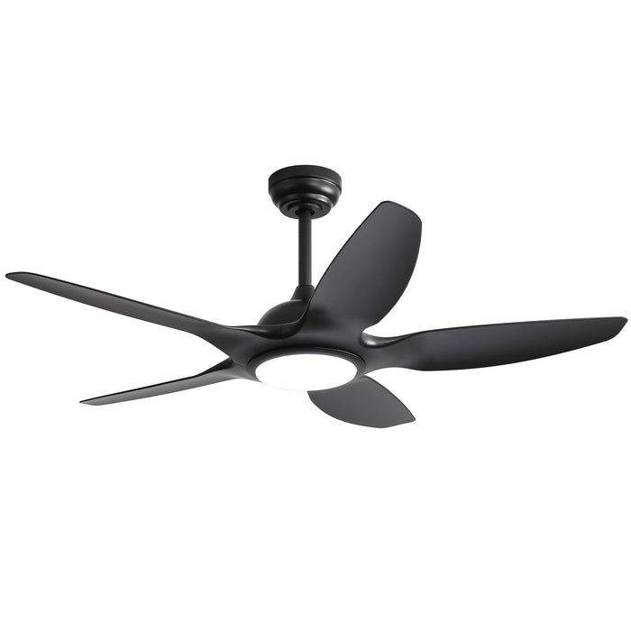 Ceiling Fan With Dimmable LED Light And Remote Control, 5 Blades DC Motor - Black