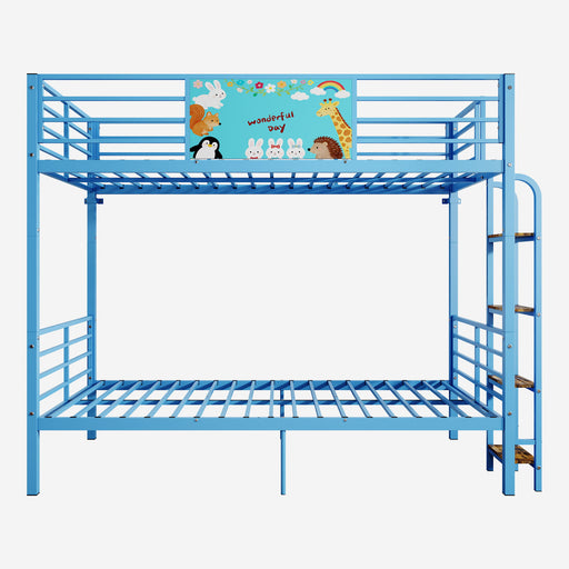 Bunk Bed, Convertible To 2 Separate Twin Size Beds With Full Length Guardrail & Ladder, No Box Spring Needed - Blue Home Essentials