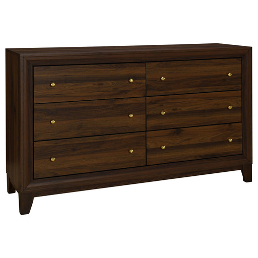 Anza - 6 Drawer Dresser Cabinet - Walnut Furniture Max