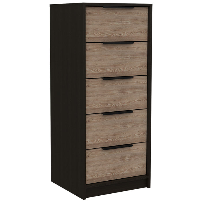 Five Drawer Standard Chest - Brown And Black
