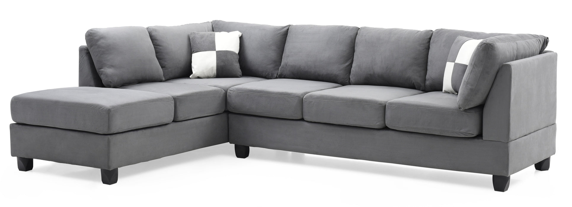 Glory Furniture Malone Sectional (3 Boxes), Gray - Microfiber
