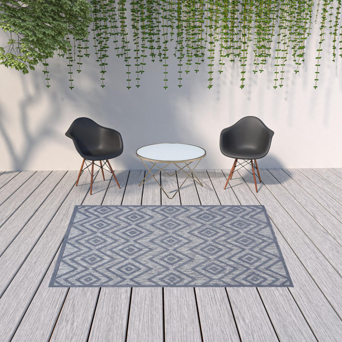 6' X 9' Argyle Indoor / Outdoor Area Rug - Denim Blue