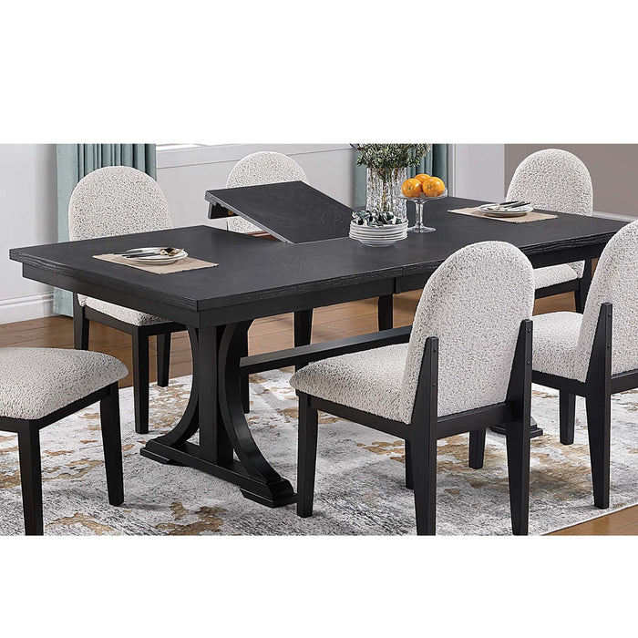 7 Piece Dining Set, Table And 6 Side Chairs, Table With Trestle Base - Black / Charcoal / White Home Essentials