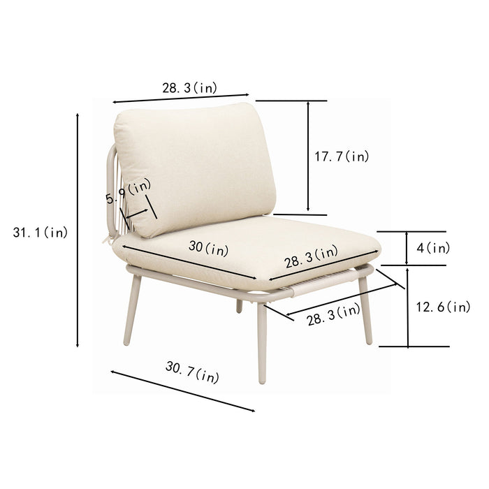 Modular Patio Armless Sofa Chair With Thick Cushion - Off White Home Essentials