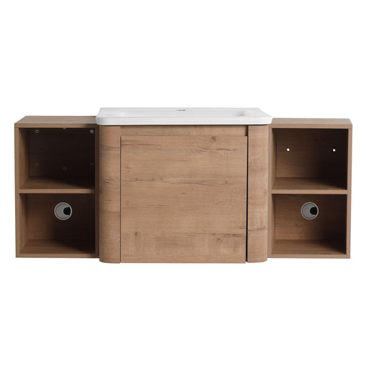 Wall Mounted Bathroom Vanity With Sink, Storage Shelves & Soft Close Door Home Essentials
