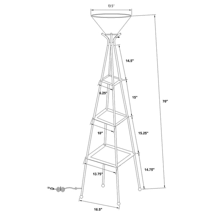 Sentinel - 3 Shelf Frosted Torchiere Floor Lamp With Shelves - Black Furniture Max