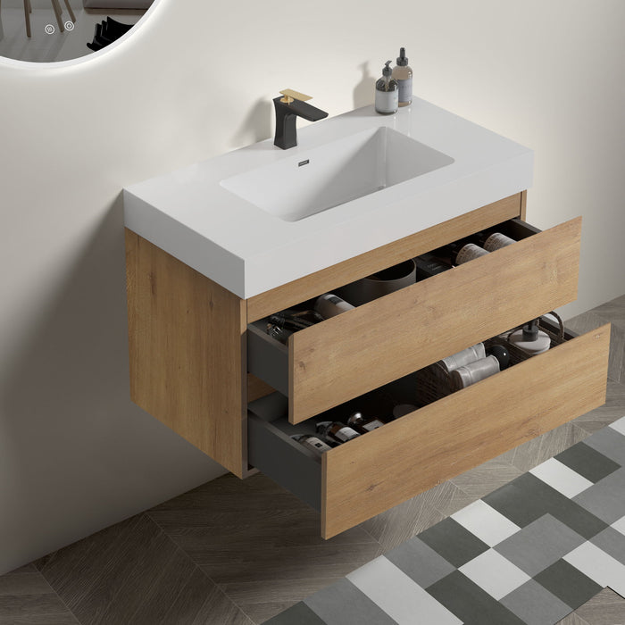 Alice - Bathroom Vanity With Sink, Large Storage Wall Mounted Floating Bathroom Vanity For Modern Bathroom Home Essentials