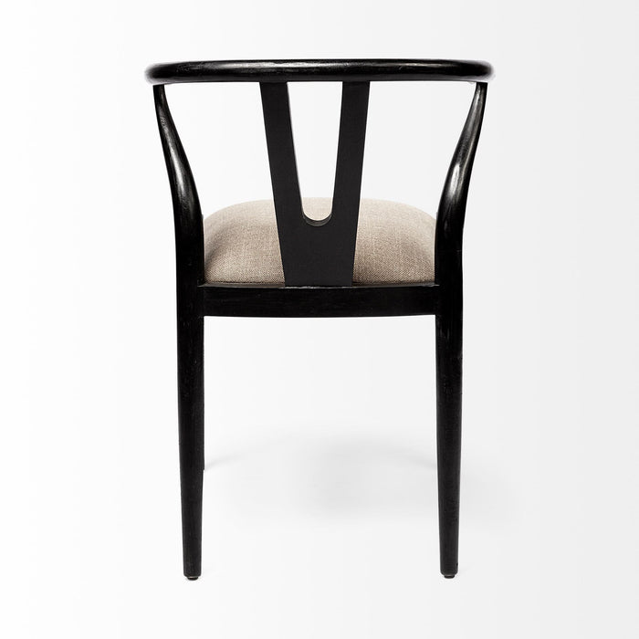 Linen Seat With Wooden Base Dining Chair - Black