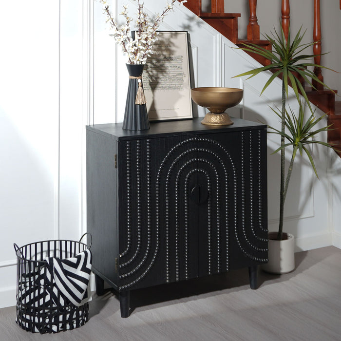 2 Door Storage Cabinet With Adjustable Shelf - Black Home Essentials
