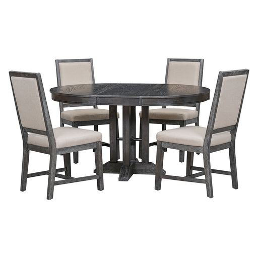 Dining Set & Extendable Round Table And 4 Upholstered Chairs Hearth and Haven
