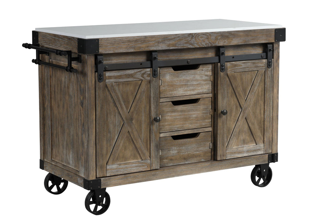 Alforvott - Kitchen Island - Marble Top & Weathered Gray ACME