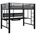 Ranier - Full Workstation Loft Bed, Full Length Desk, Safety Rails And Storage Shelves - Black Furniture Max