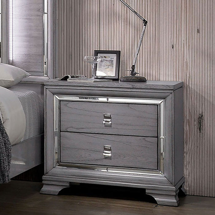 Nightstand With Mirror Trim - Light Gray Home Essentials