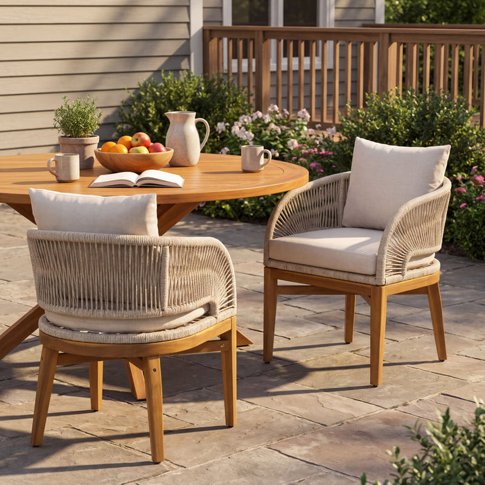 Outdoor Dining Chairs With Cushion (Set of 2) Noble House