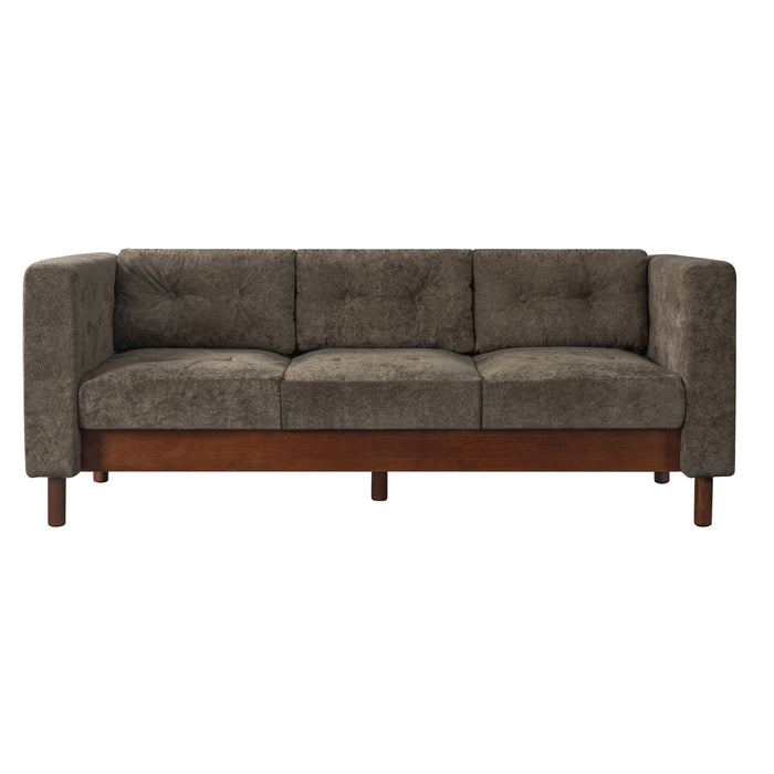 3 Seater Sofa With Square Arms, Tufted Pillow Back For Living Room Noble House