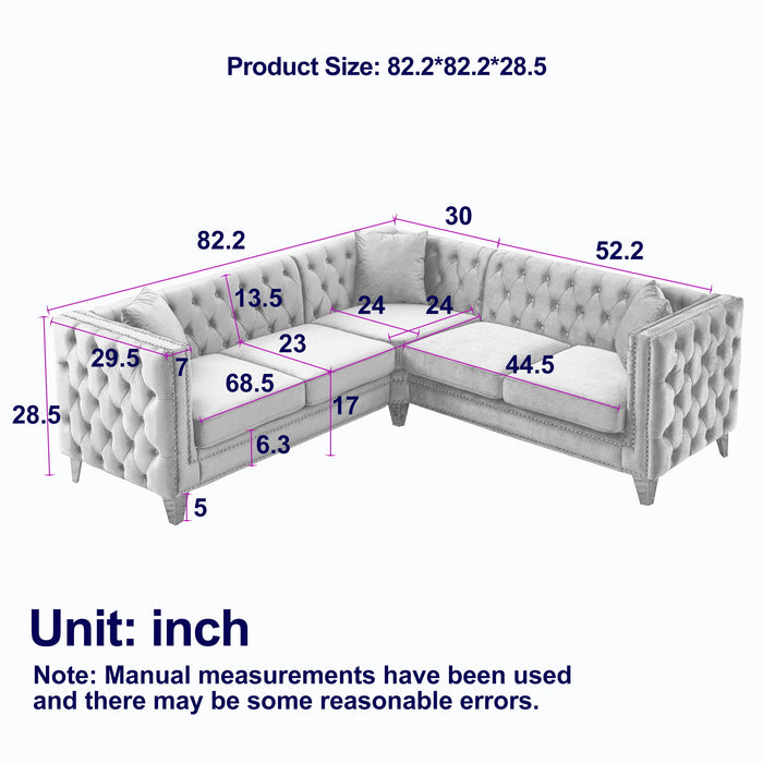 L-Shaped Corner Sofa, 5 Seater Sectional With Tufted Design Home Essentials