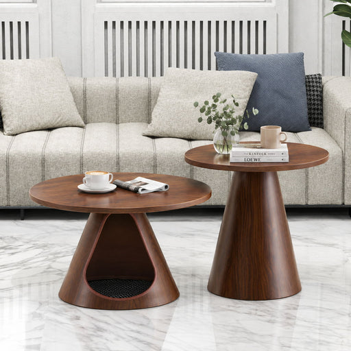 Nesting Coffee Table With Integrated Cat Cave Bed (Set of 2) - Walnut Home Essentials