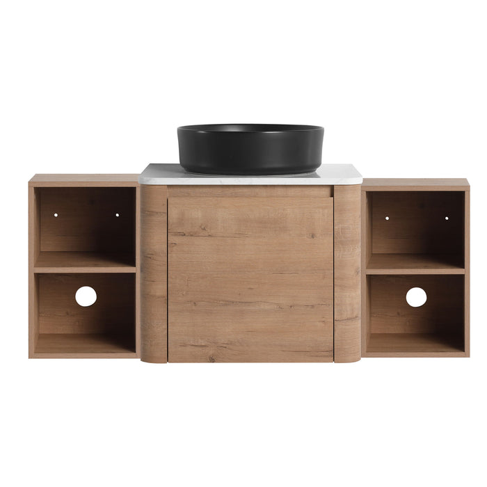 Wall Mounted Bathroom Vanity With Art Sink, 2 Storage Shelves, Soft Close Door Home Essentials