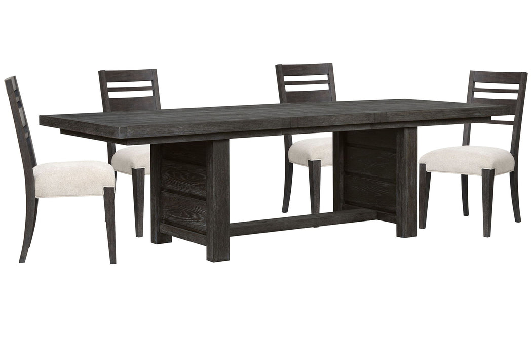 Plum Creek - 5 Piece Extendable Trestle Dining Table Set Magnussen Furniture