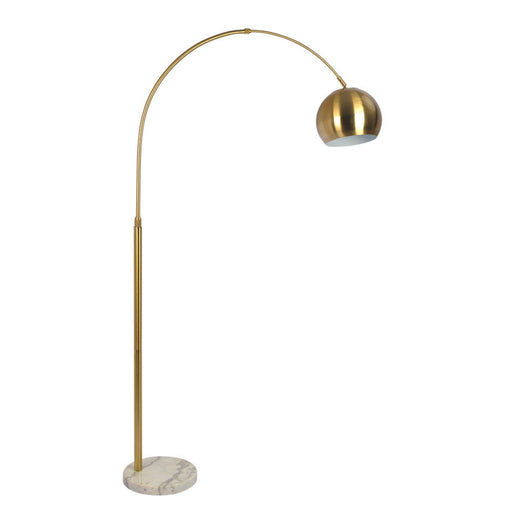 Oasis - Long Arm Gold Adjustable Floor Lamp With Round Marble Base - Gold / White Marble Ashcroft Furniture