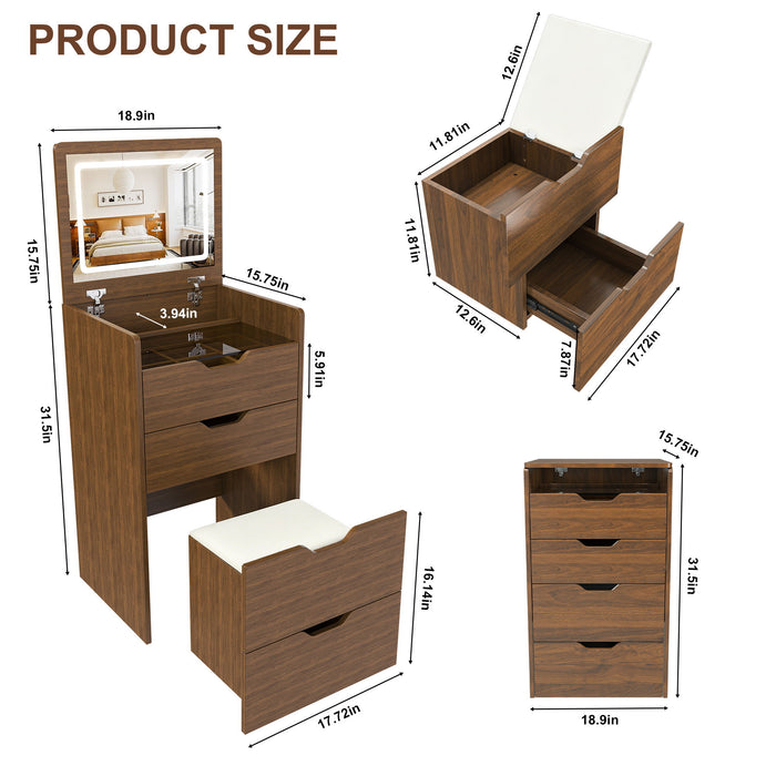 Vanity Desk With Lighted Mirror & Stool Home Essentials