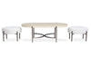 Jennings - Oval Cocktail Table With Two Ottomans - Edgecomb Gray And Weathered Antique Nickel Magnussen Furniture