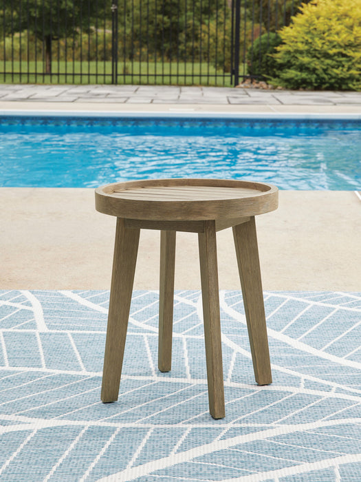 Marina Sun - Round End Table - Beige Signature Design by Ashley®