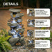 Stacked Rock Waterfall Fountain With LED Lights For Garden - Gray Daily Nest