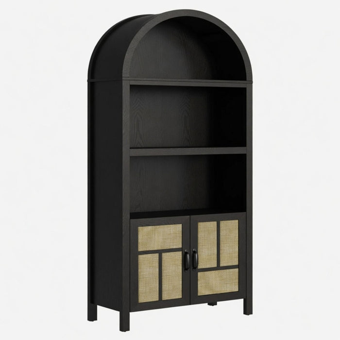 Arched Pantry Cabinet With Adjustable Storage & Doors - Black Home Essentials