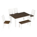 6 Piece Dining Set With 4 Upholstered Chairs & Bench - Walnut Hearth and Haven