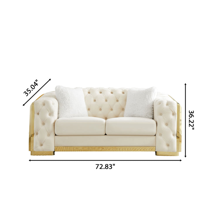 2 Seater Loveseat Sofa With Button Tufted Diamond Grid & 2 Pillows For Living Room Home Essentials