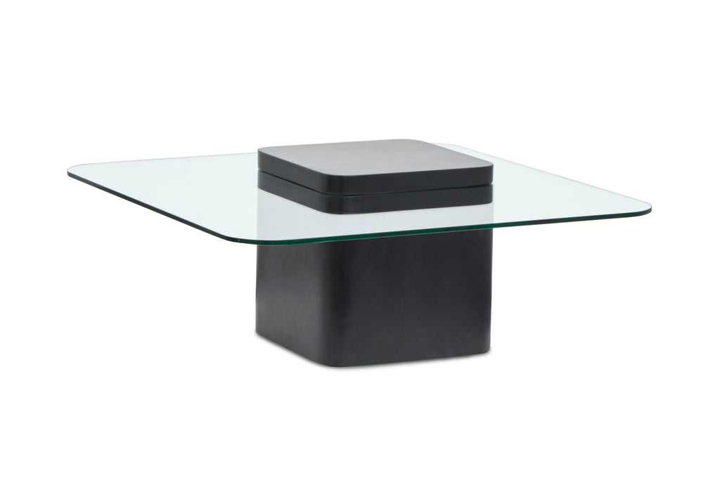 Donora - Square Cocktail Table Base - Clear Glass And Obsidian Magnussen Furniture