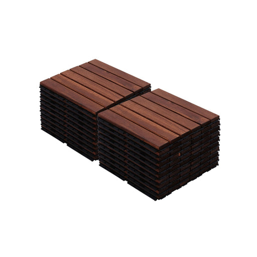 Interlocking Deck Tiles Striped Pattern, Waterproof Anti Mildew Brown Daily Nest