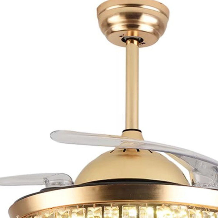 Luxurious Crystal Chandelier Ceiling Fan - Gold