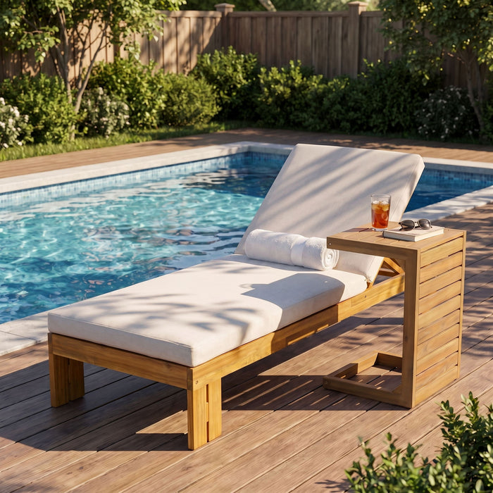 Outdoor Chaise Lounge Set & Side Table, 5 Position Adjustable Patio Recliner Noble House