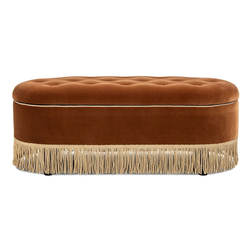Melinda - Oval Tufted Bullion Fringe Storage Bench Jennifer Taylor Home
