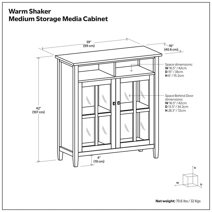 Warm Shaker - Handcrafted Medium Storage Media Cabinet Simpli-Home
