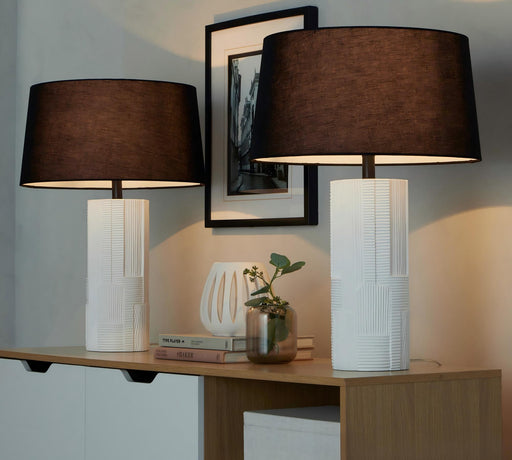 Petra - Contemporary Table Lamp (Set of 2) - Cream / Black Lumi Source