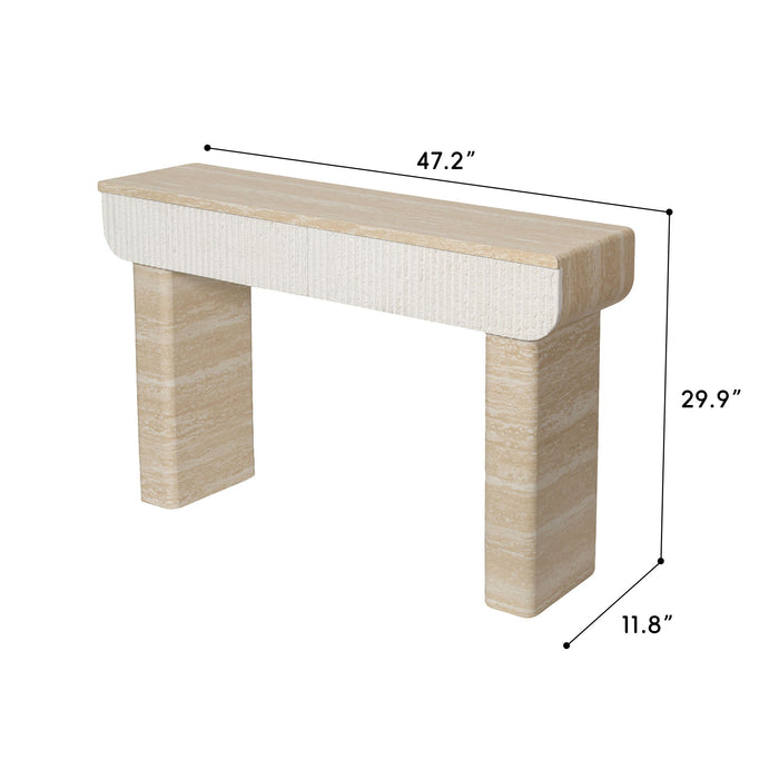 Entryway Table With 2 Hidden Handle Drawers For Entrance - Beige / Yellow Home Essentials