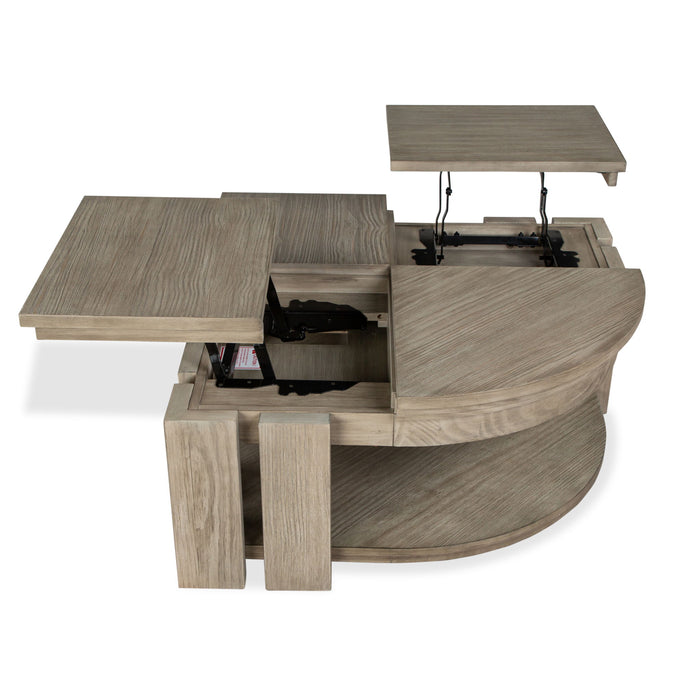 Conrad - Pie Shaped Lift Top Cocktail Table With Casters - Stone Harbor Gray Magnussen Furniture