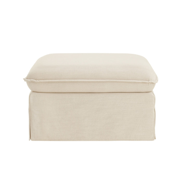 Linen Ottoman - Beige