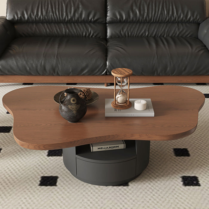 Cloud Coffee Table With 2 Drawers & Multi Layer Storage - Dark Walnut / Matt Black Home Essentials