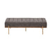 Thorian - Luxury Upholstered Ottoman Bench With Channel Tufting And Metal Base - Gold / Gray Noble House