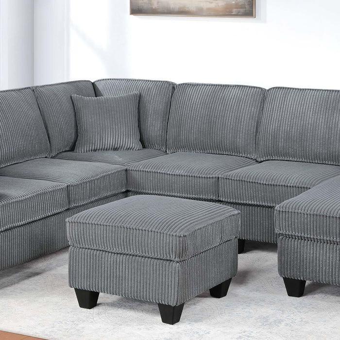 Left Arm Facing Loveseat With USB Port And Storage Sectional Set With Corner Wedge Armless Chair And Cocktail Ottoman - Fog Home Essentials