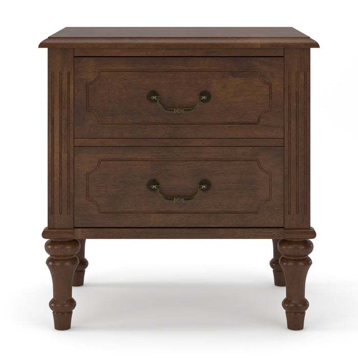 Fluted Nightstand With 2 Drawers, Bedside Table - Walnut Home Essentials