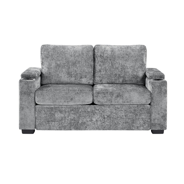 Pull Out Sofa Bed Loveseat With Twin Mattress, Cup Holders And Arm Storage Hearth and Haven