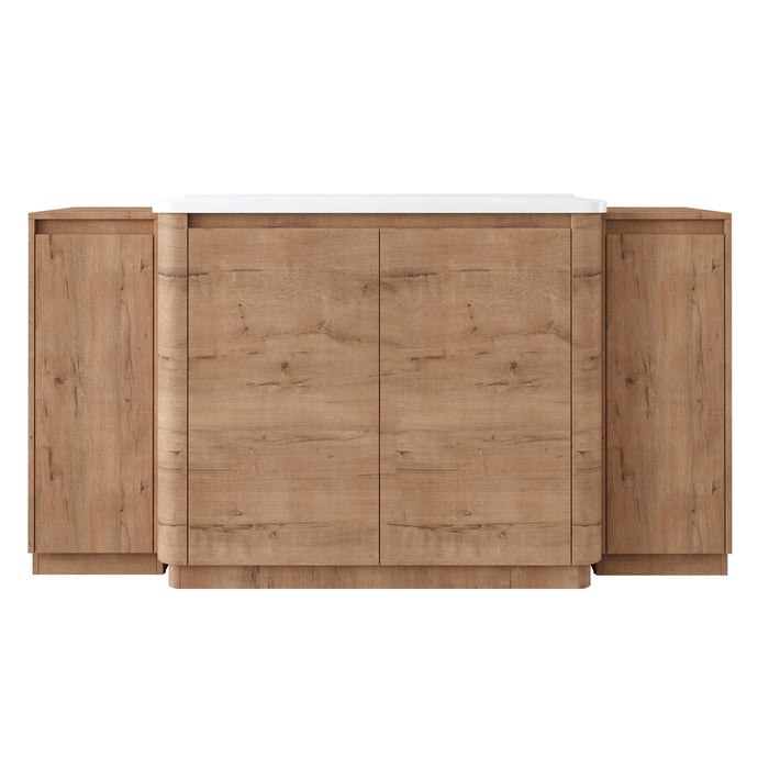 Freestanding Bathroom Vanity With Sink, 2 Small Storage Cabinets, Soft Close Doors Home Essentials